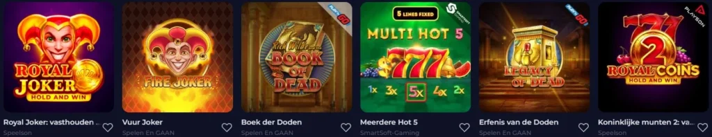 Online gokkasten en slots aanbod bij B7Casino